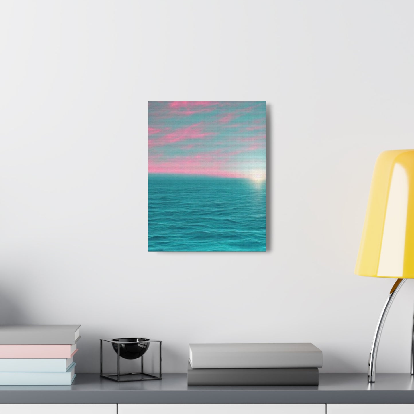 Canvas Wrap - Pink Clouds and Teal Ocean Scene