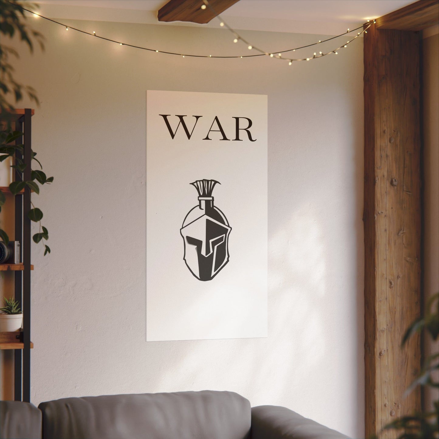 WAR- Canvas with Spartan Helmet
