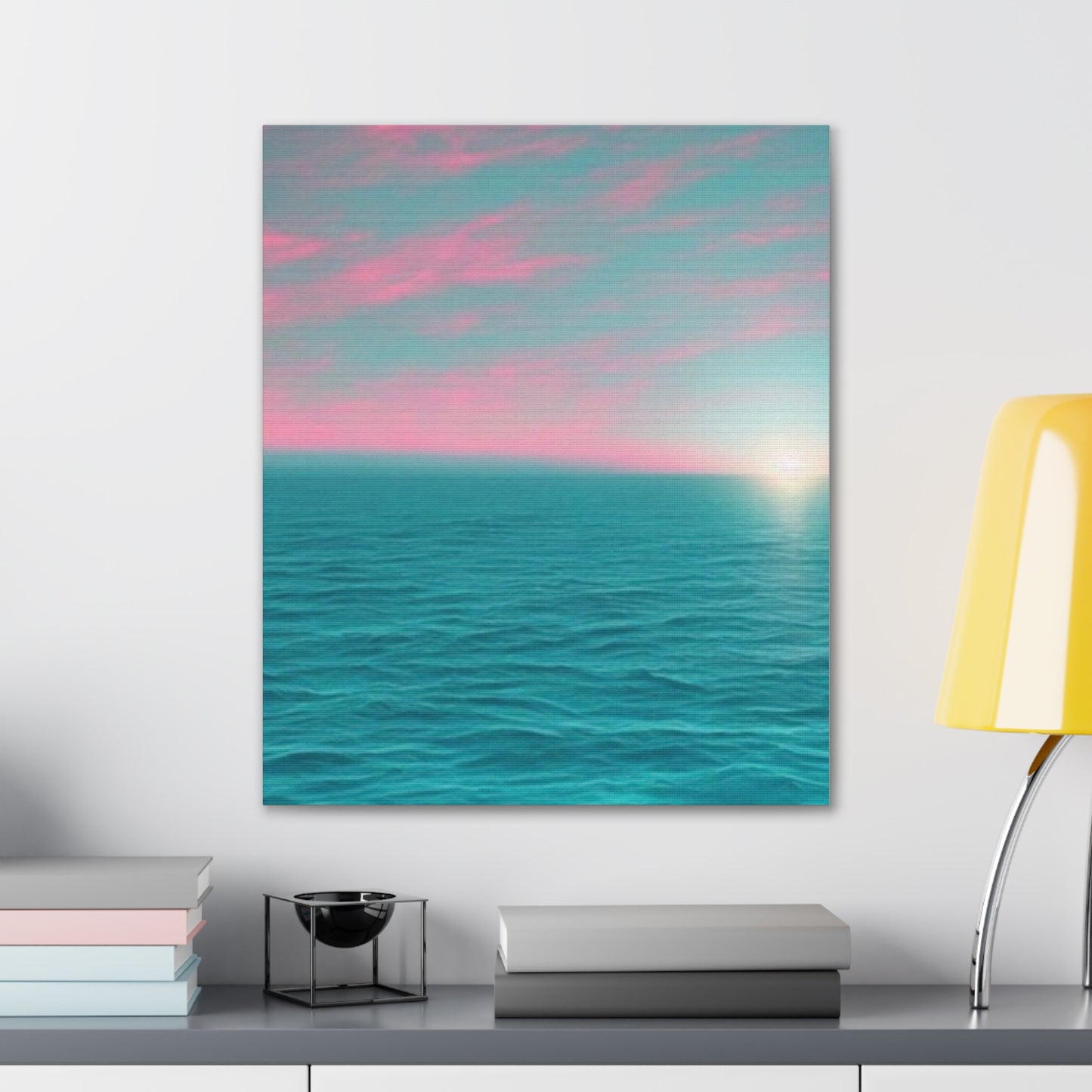 Canvas Wrap - Pink Clouds and Teal Ocean Scene