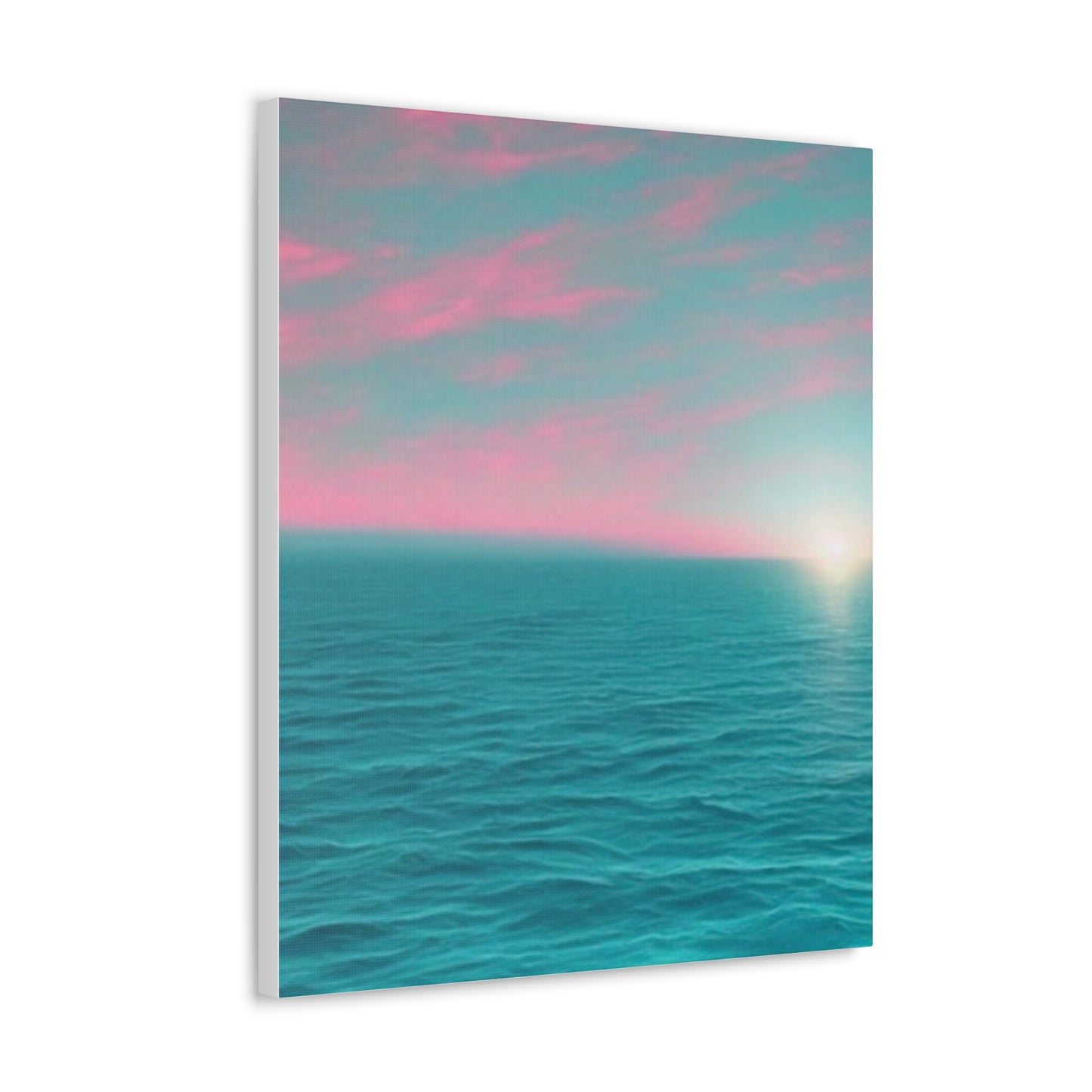 Canvas Wrap - Pink Clouds and Teal Ocean Scene