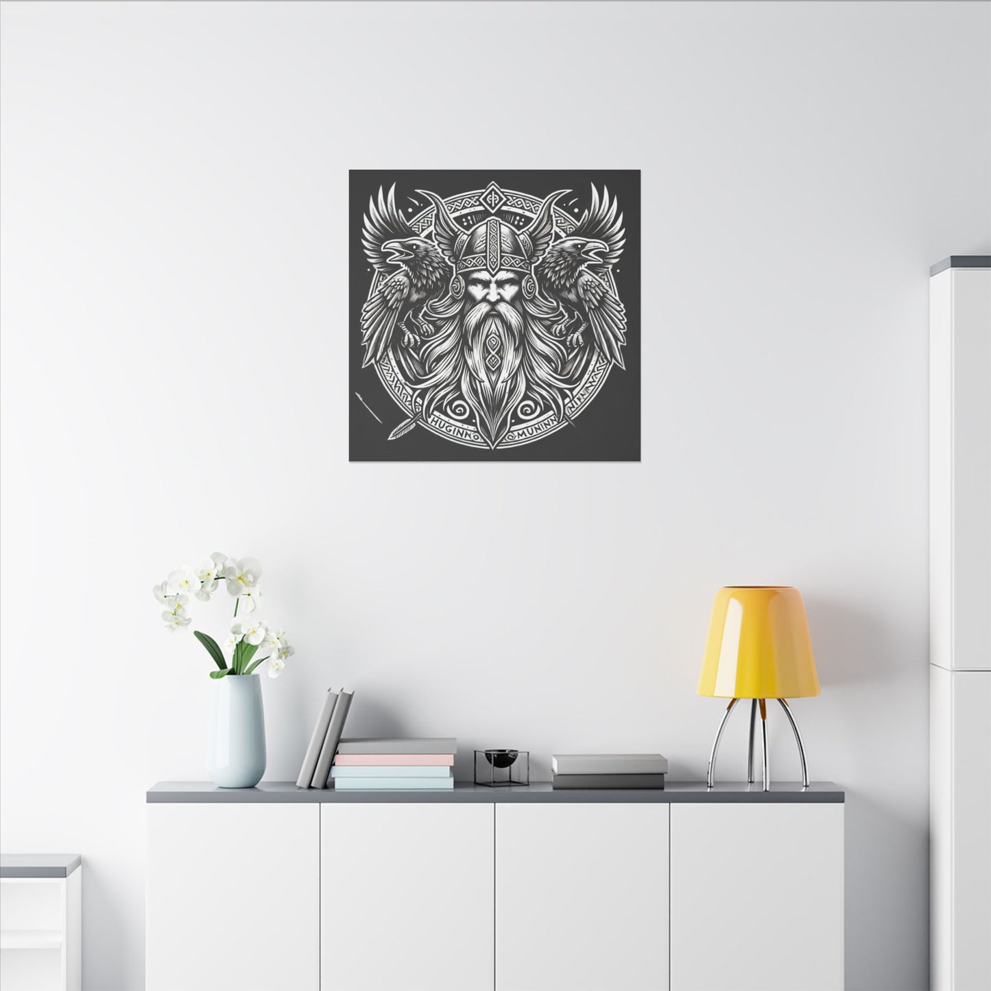 Norse God Odin with His Ravens- Canvas Wall Art