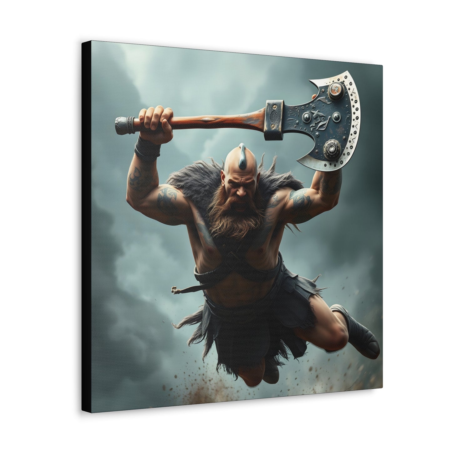 Viking Beserker in Mid Air Assault- Canvas Print