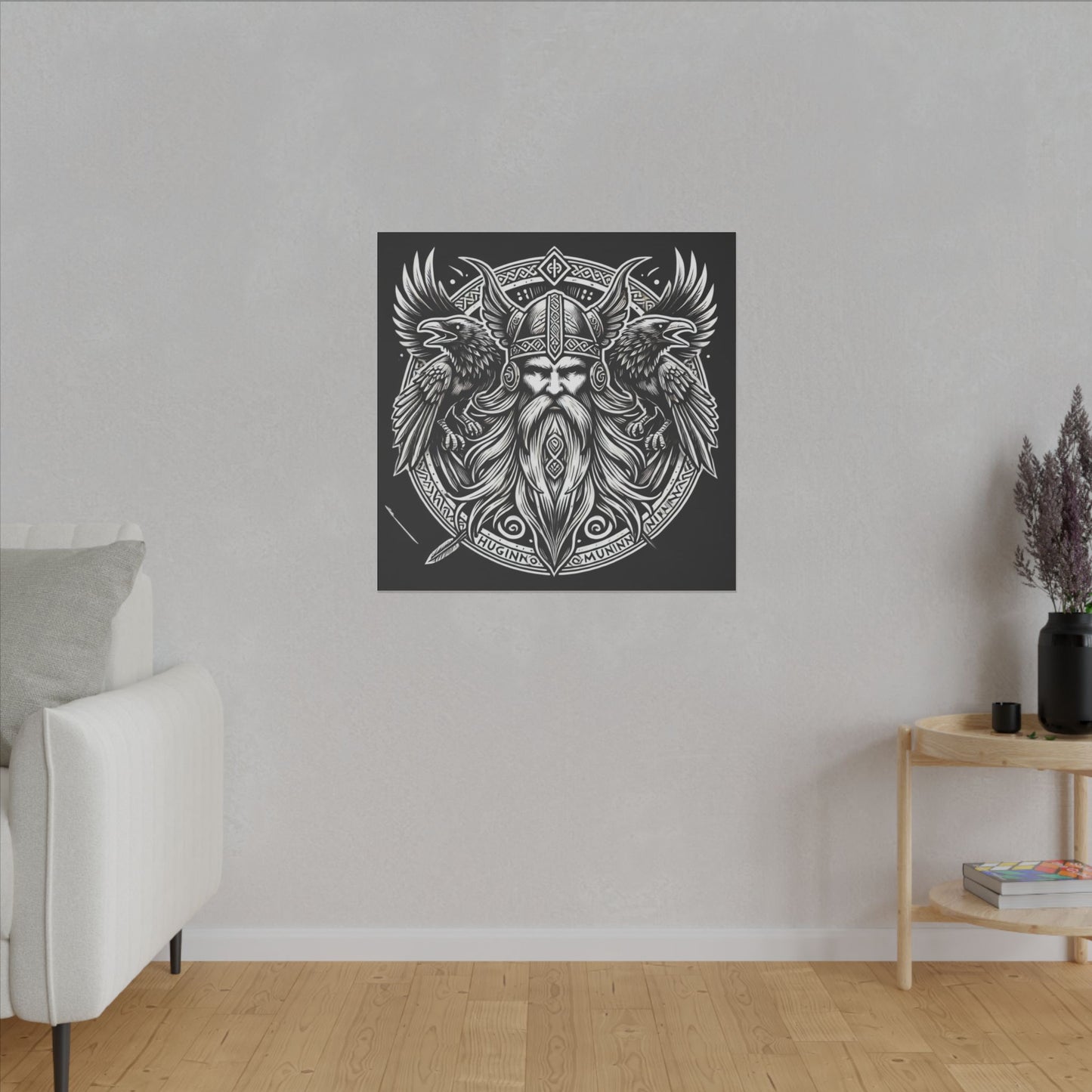Norse God Odin with His Ravens- Canvas Wall Art