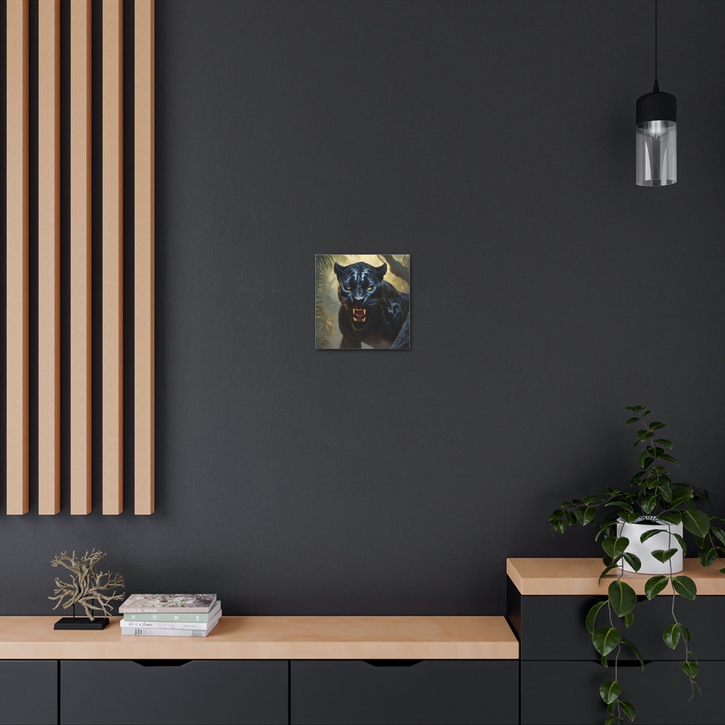 Roaring Black Panther in the Jungle Wall Art