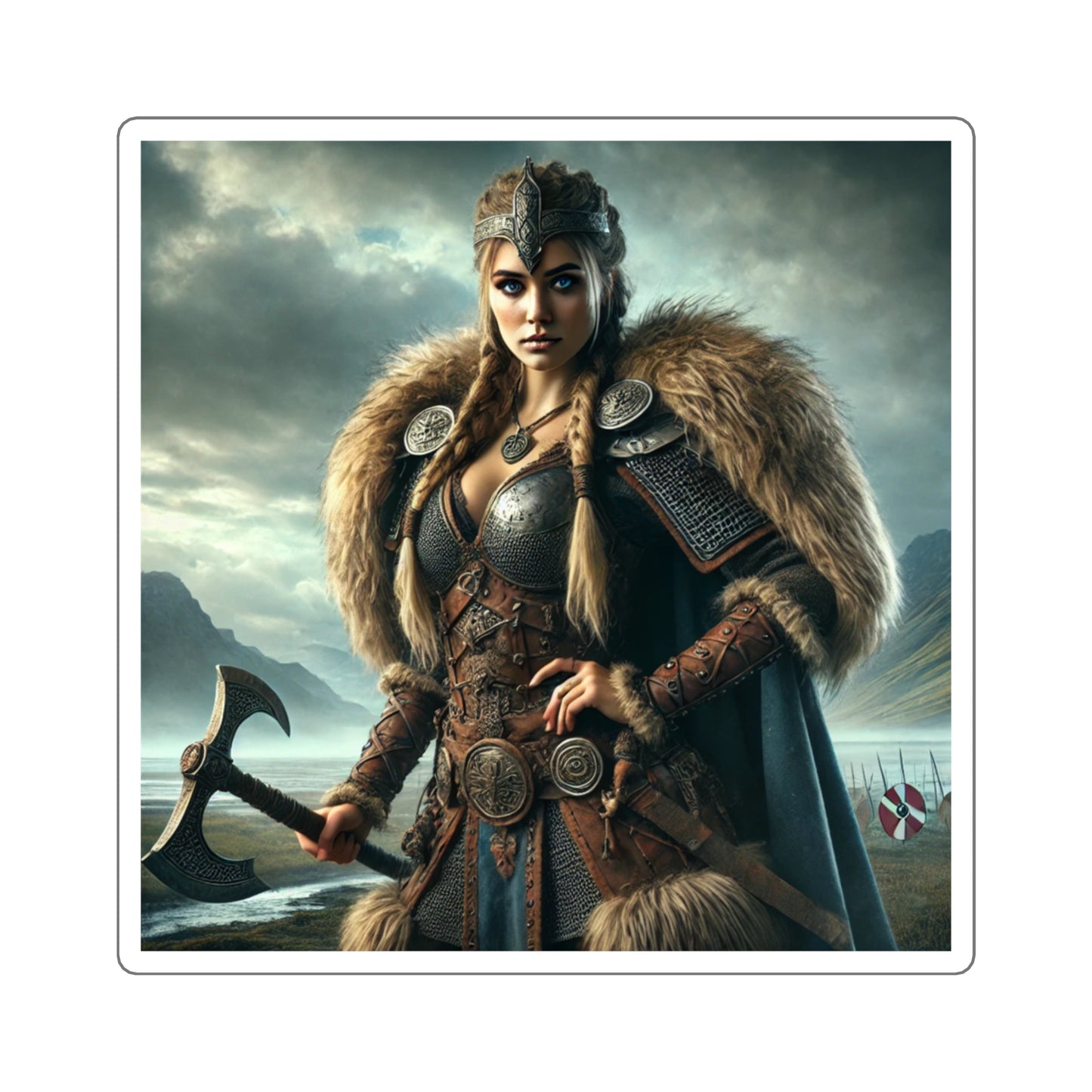 Square Stickers - Freydis on The Battlefield