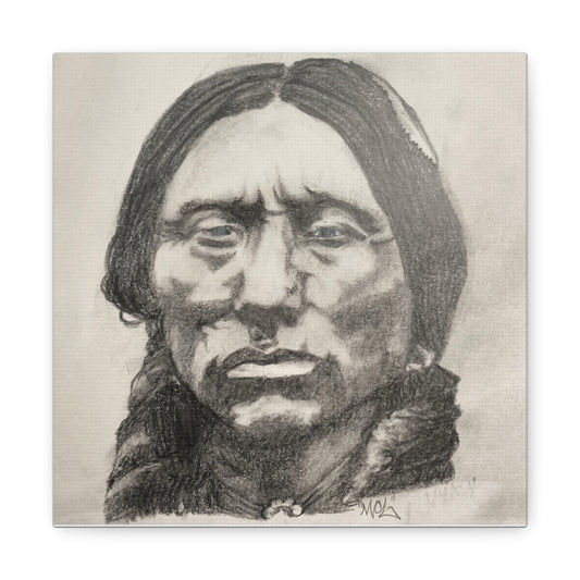 Canvas Print of Quanah Parker Portrait in Charcoal by Chris Limas