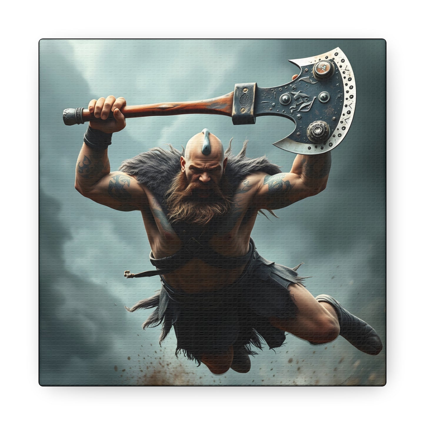 Viking Beserker in Mid Air Assault- Canvas Print