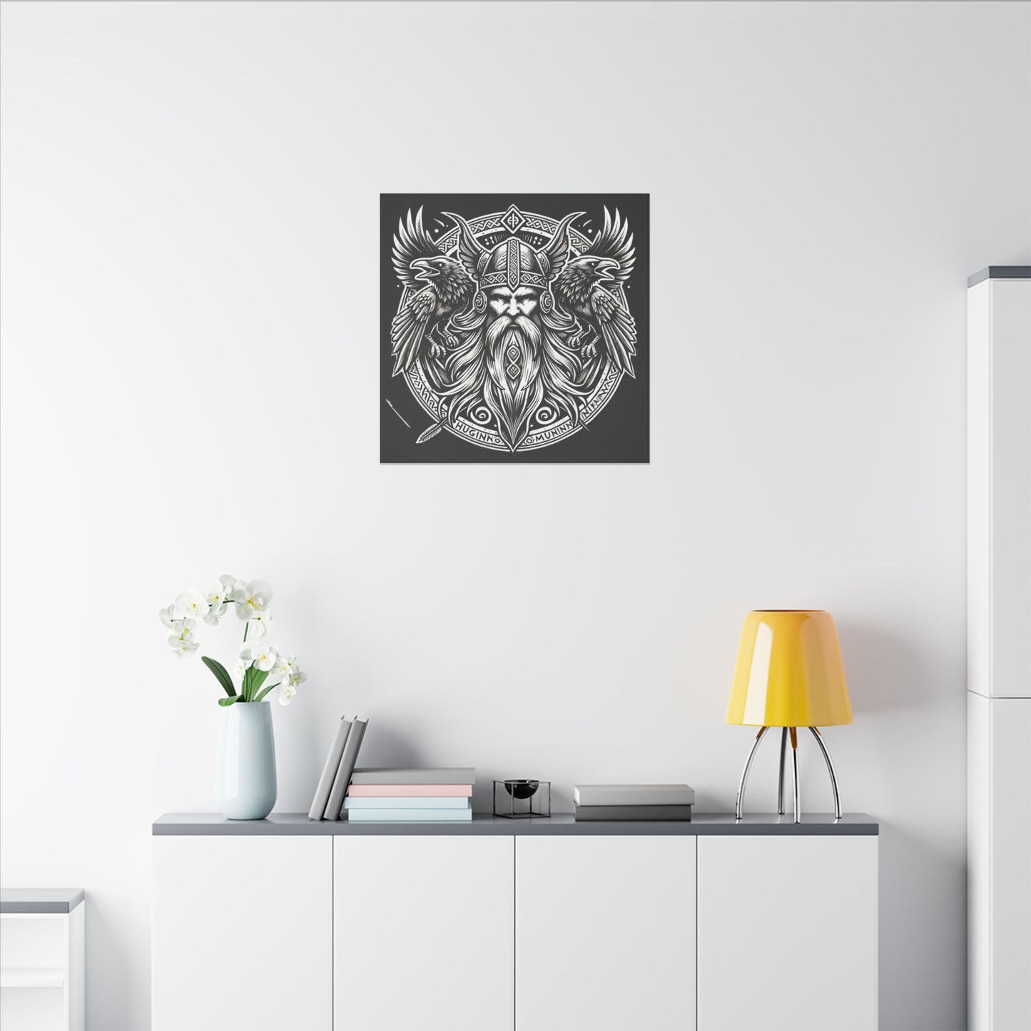 Norse God Odin with His Ravens- Canvas Wall Art