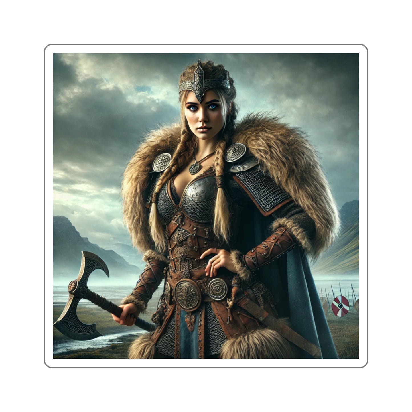 Square Stickers - Freydis on The Battlefield