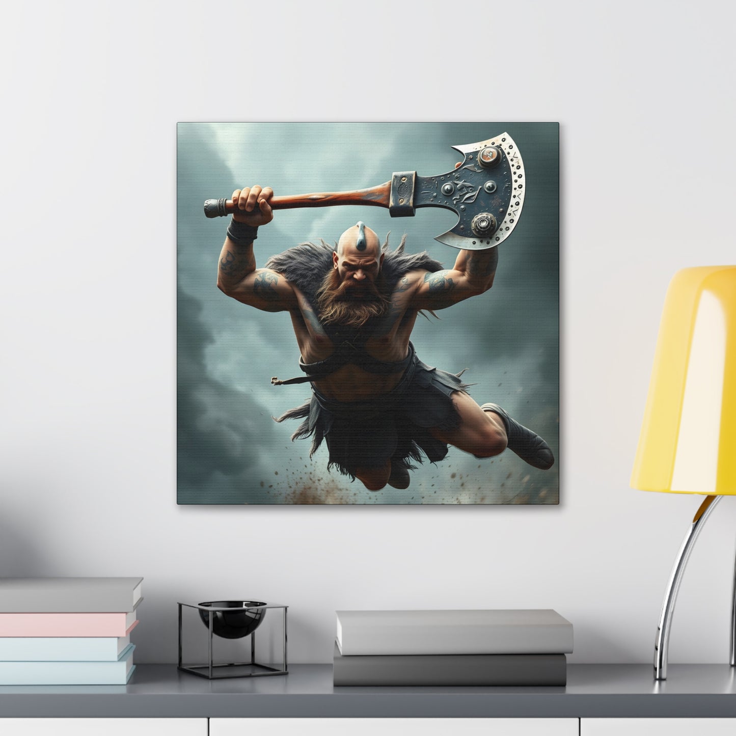 Viking Beserker in Mid Air Assault- Canvas Print