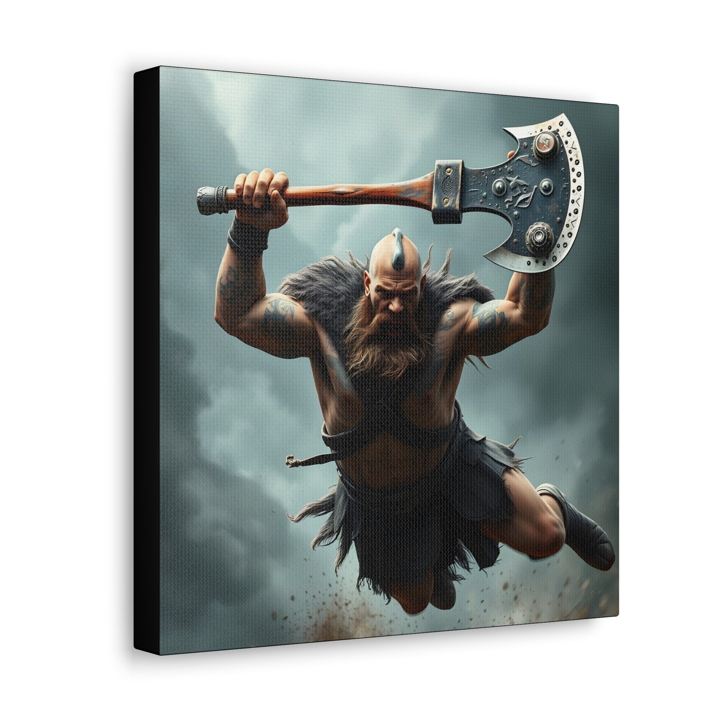 Viking Beserker in Mid Air Assault- Canvas Print