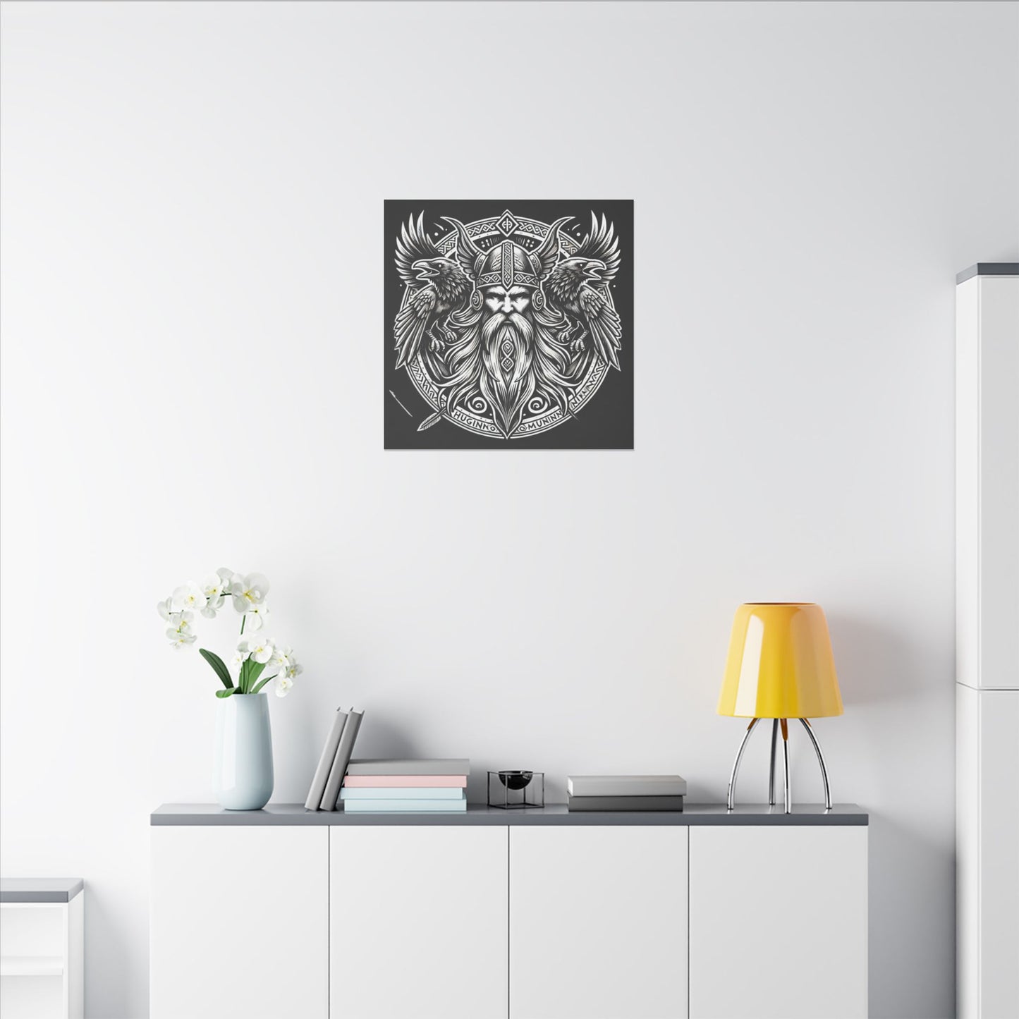 Norse God Odin with His Ravens- Canvas Wall Art