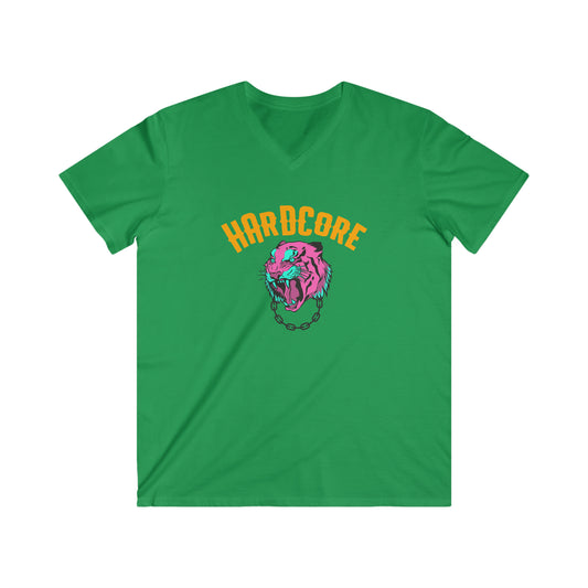 "Hardcore" (Men's Fitted V-Neck Short Sleeve Tee)
