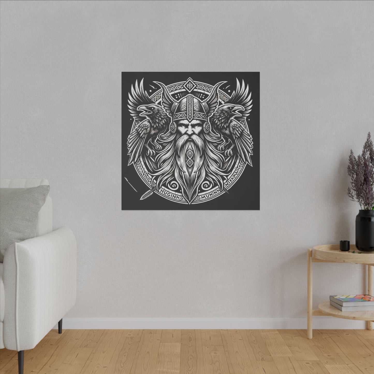 Norse God Odin with His Ravens- Canvas Wall Art