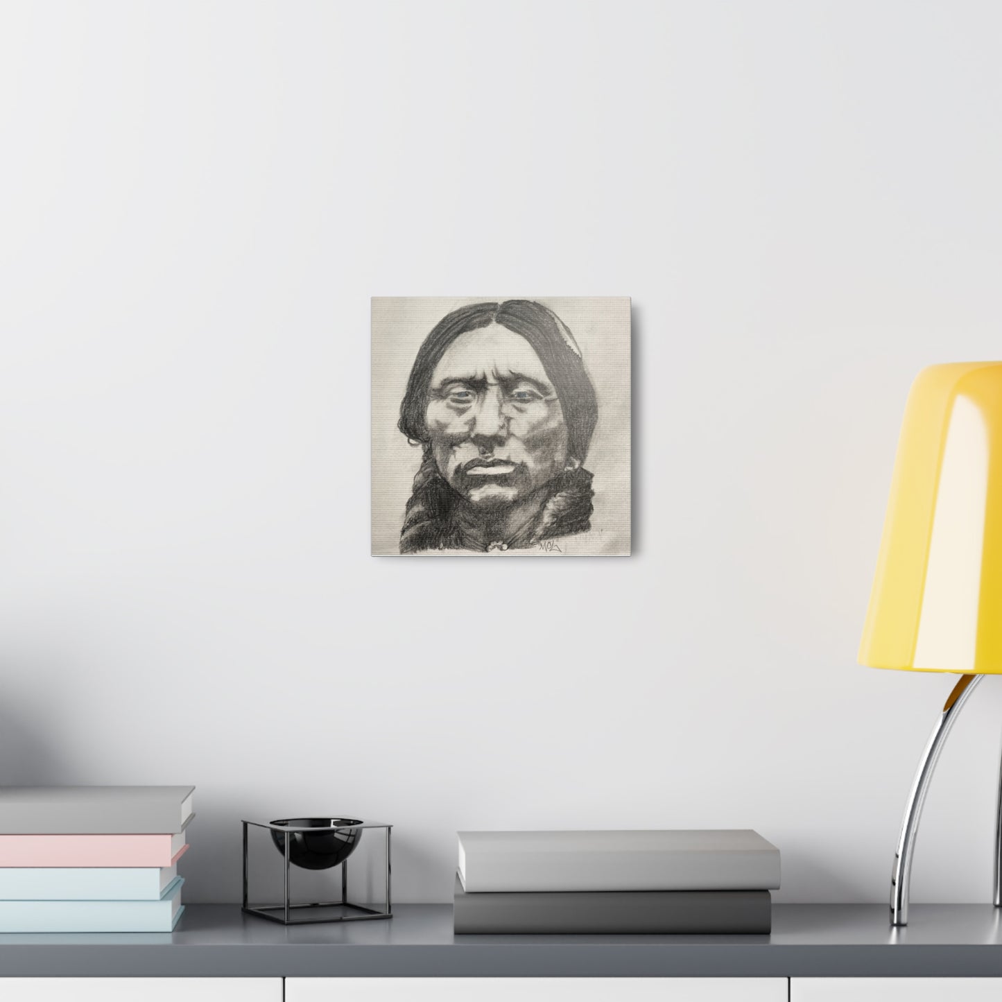 Canvas Print of Quanah Parker Portrait in Charcoal by Chris Limas