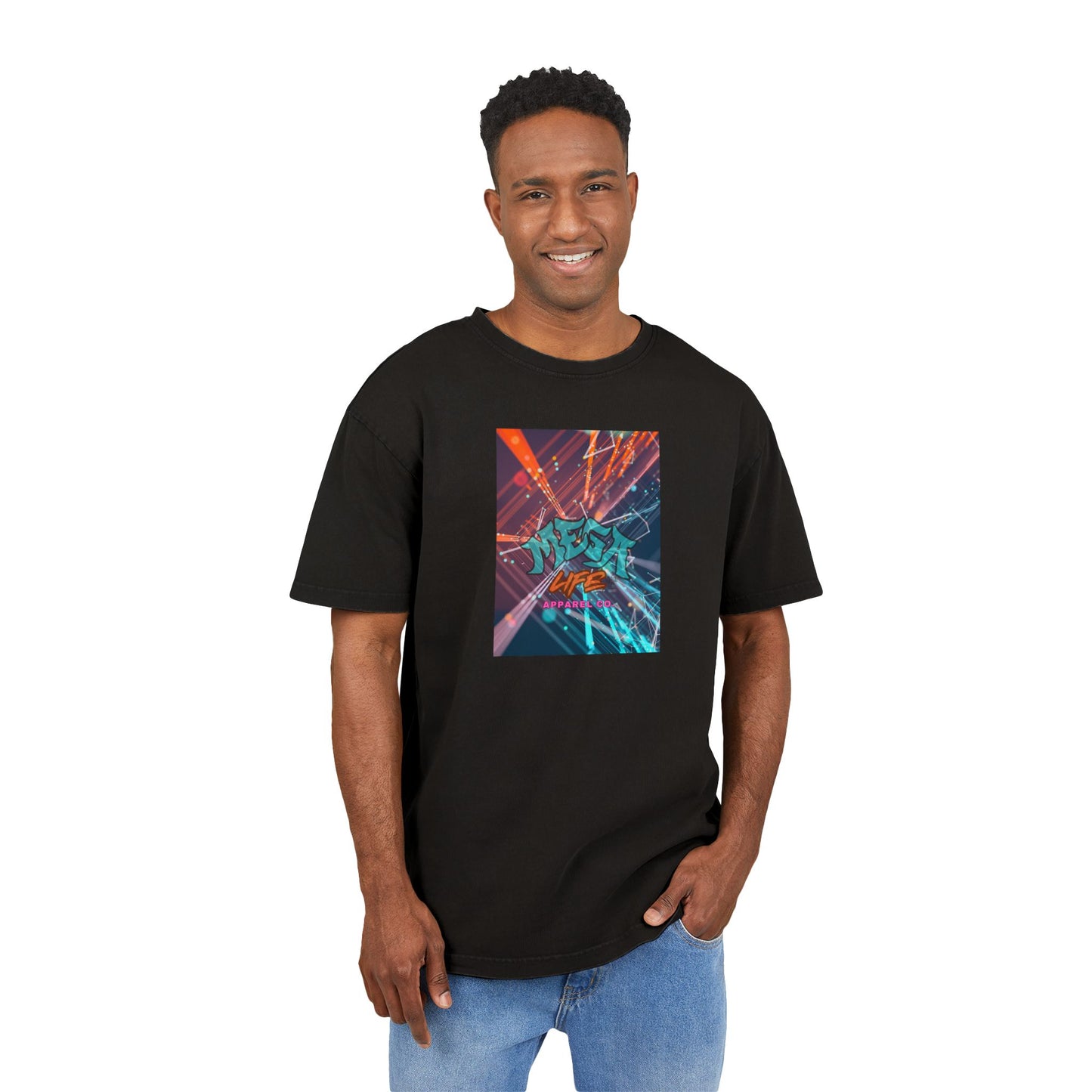MegaLife- Men's Acid Washed Oversized Graphic Tee