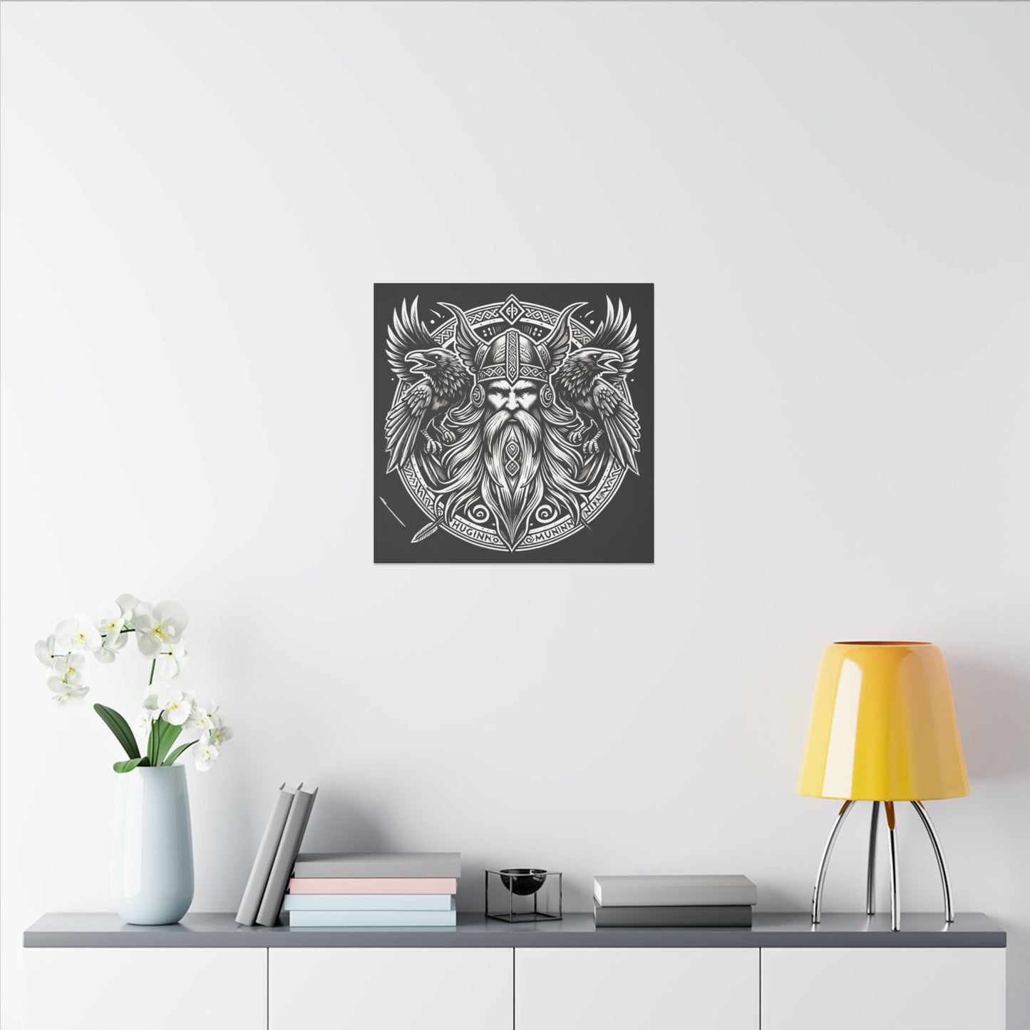 Norse God Odin with His Ravens- Canvas Wall Art