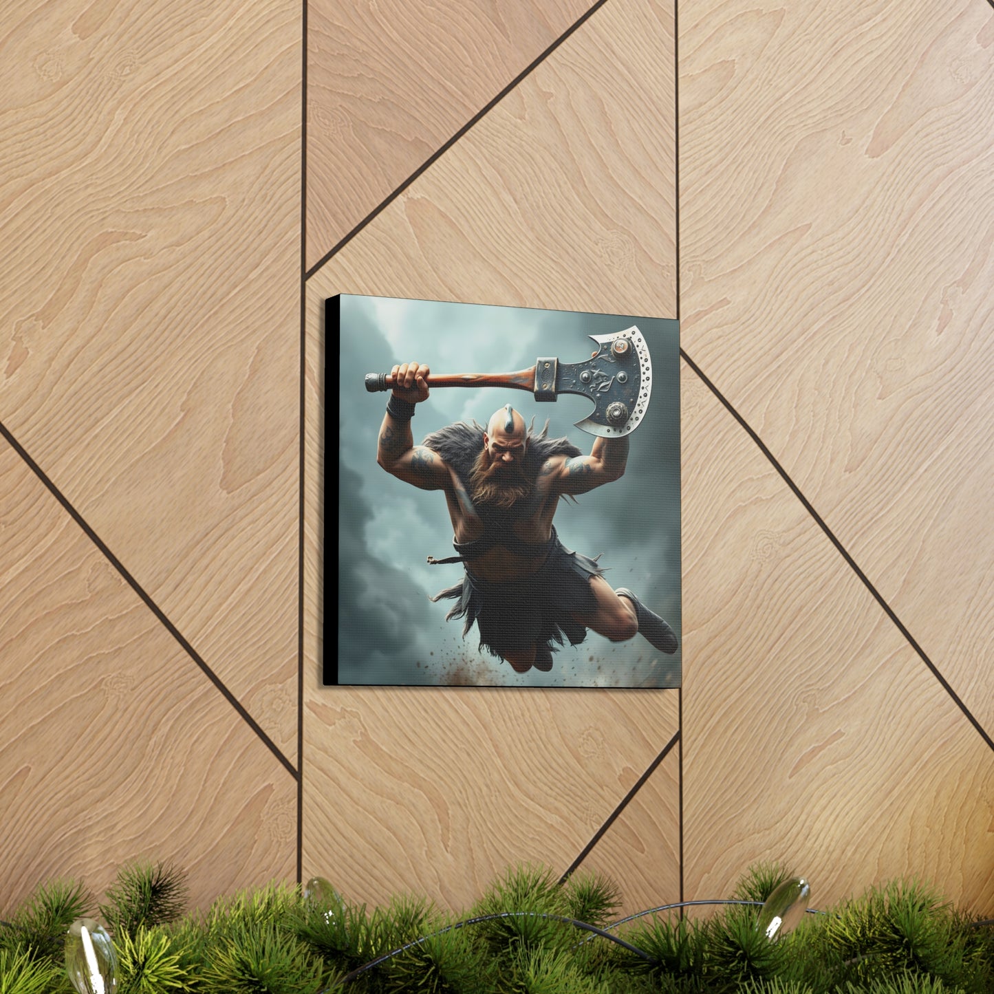 Viking Beserker in Mid Air Assault- Canvas Print