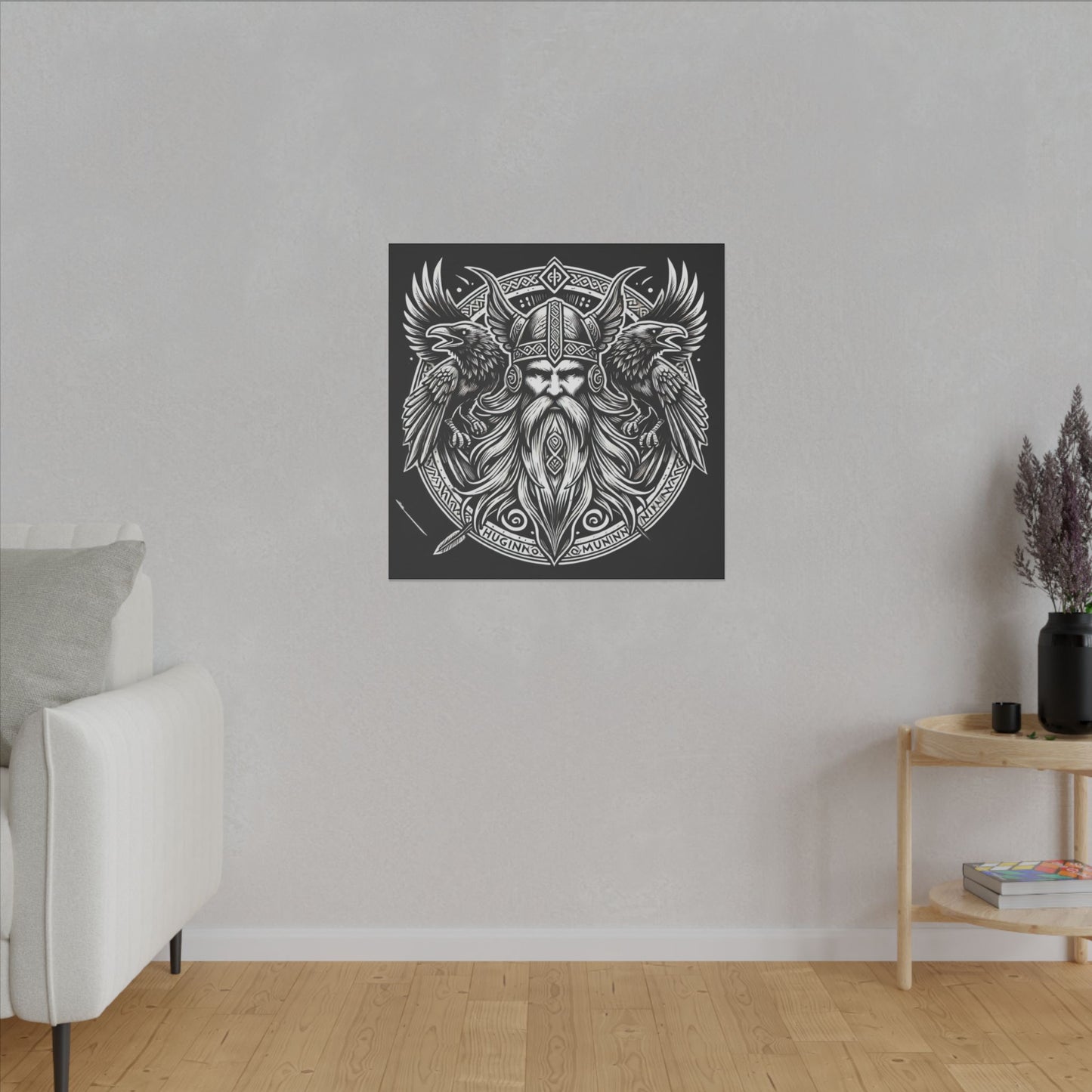 Norse God Odin with His Ravens- Canvas Wall Art